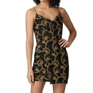 ASTR The Label Mini Dress Sheath Black Chain Strappy Sleeveless Womens XS